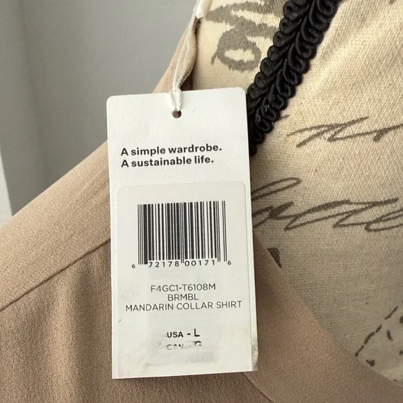 Eileen Fisher - Mandarin Collar Silk Button-Up Shirt - L - Picture 3 of 11